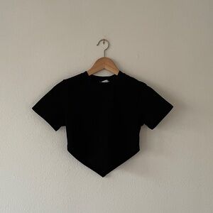 Olivaceous Handkerchief Crop Top Black Cropped Tee